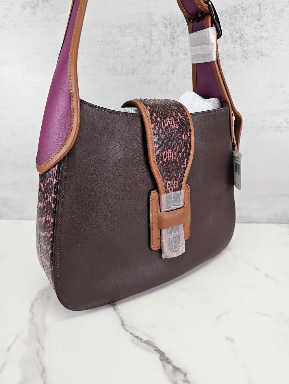 Coach Courier Hobo Bag With Snakeskin Trim - NWT